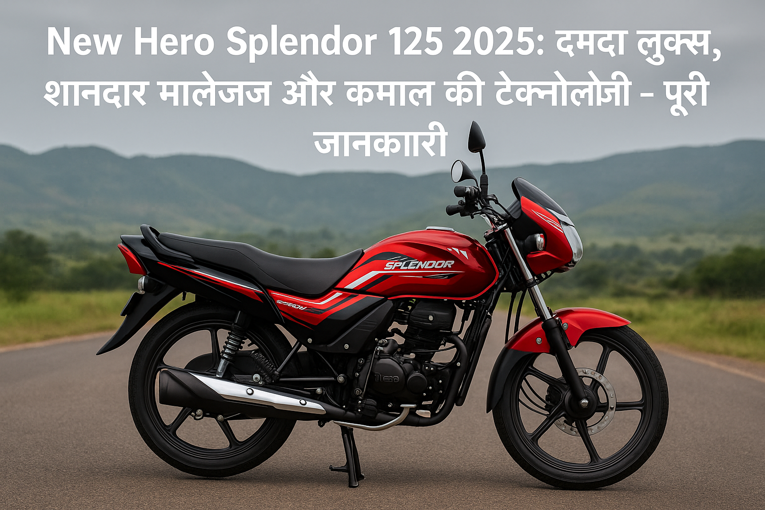 "2025 की नई Hero Splendor 125 बाइक – रेड और ब्लैक कलर में शानदार डिजाइन के साथ"